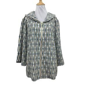 Chicos Zenergy Jacket Womens 3 Peter Pan Collar Ikat Print Lightweight Full Zip
